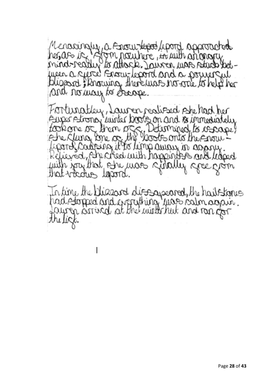 STA Year 6 Leigh pupil script, Piece A short story