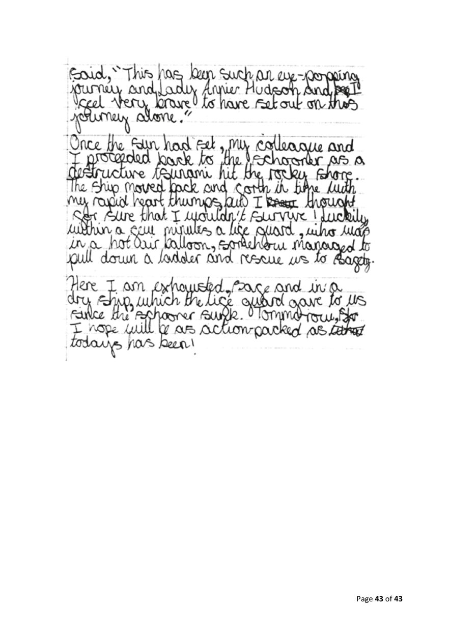 STA Year 6 Leigh pupil script, Piece F diary