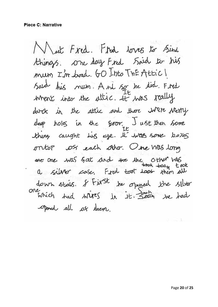 STA Year 2 Kim pupil script, Piece C narrative